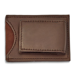Gentleman's Gifts Brown Leather Magnetic Men's Gifts Money Clip with ID Slot
